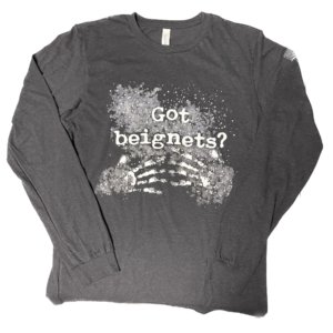 PANINI PETE'S "GOT BEIGNETS?" HEATHER BLACK LONG SLEEVE TEE